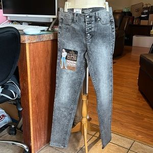 Jordache Premium Black Faded High Rise Super Skinny Stretchy Jeans Size 16, NWT